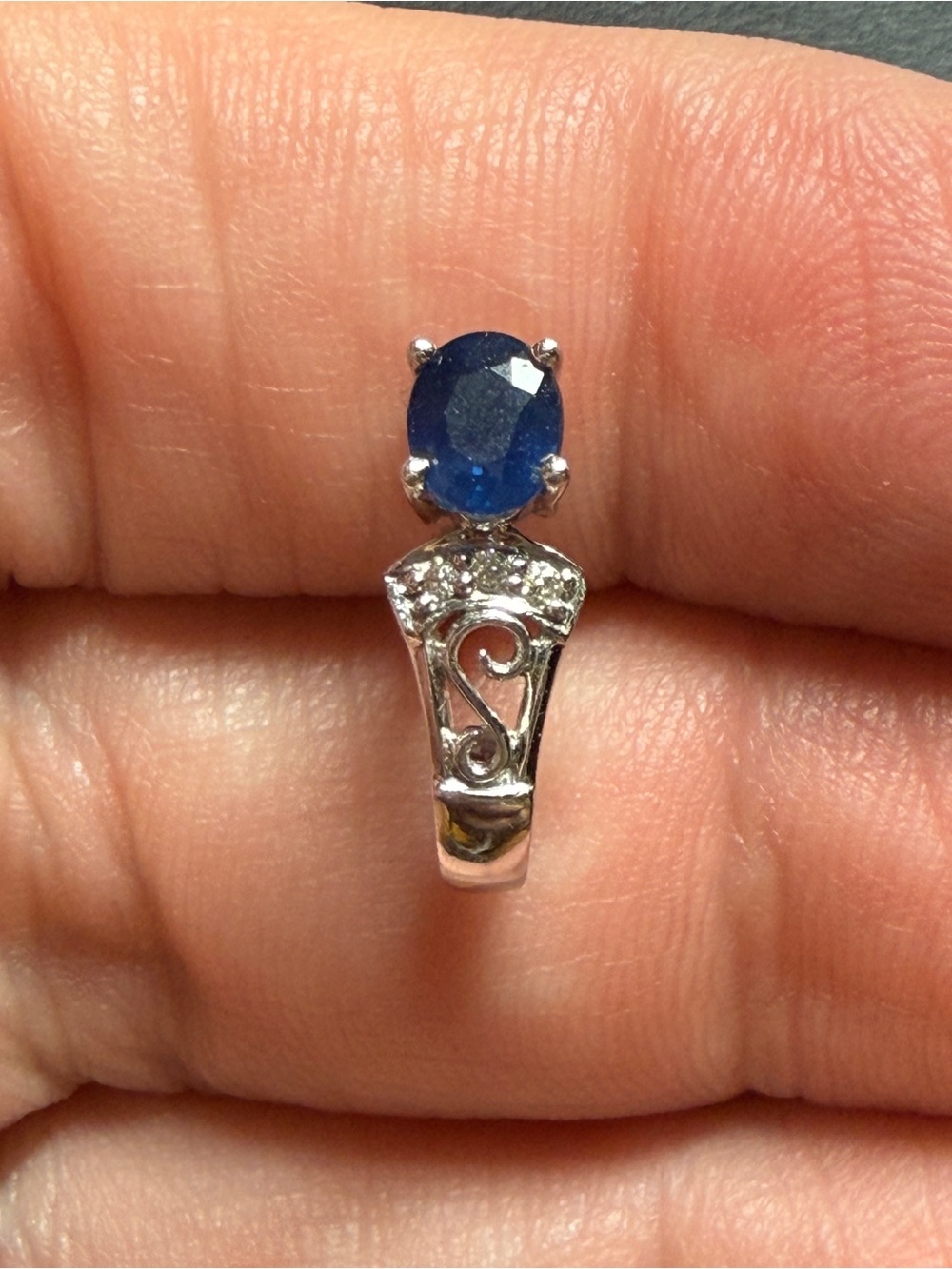 14K White Gold Sapphire & Diamond Earring by Designer Frank Lau SINGLE EARRING